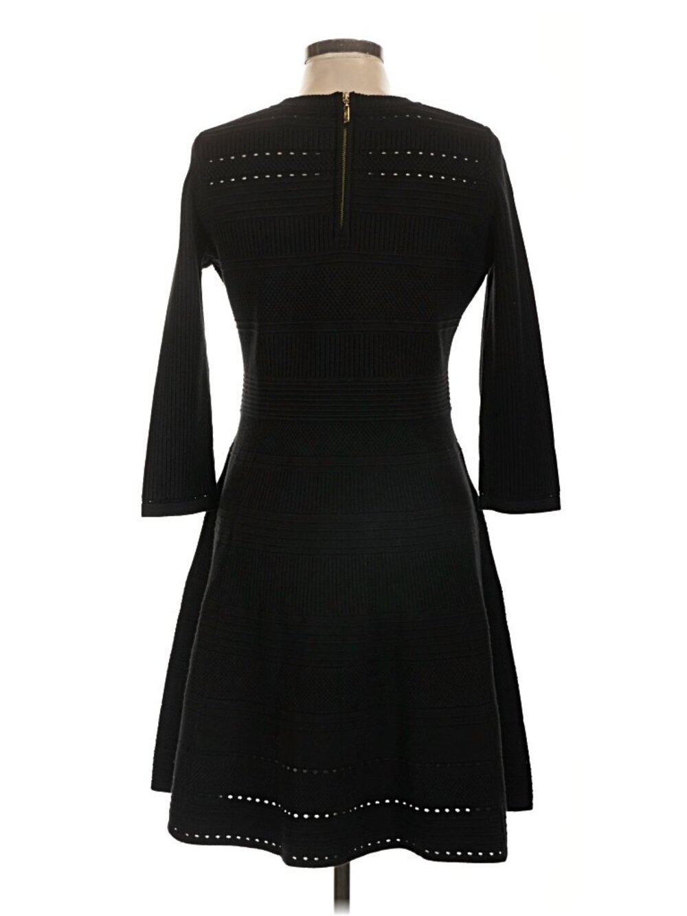Eliza J Black Knit Long Sleeve Fit & Flare Sweater Dress Size Large L - Picture 4 of 8